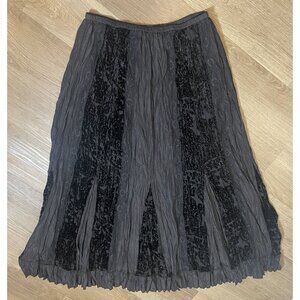 Chico’s Black Crinkle Velvet Panel Skirt Sz 12/14 Boho Gothic Festival Evening